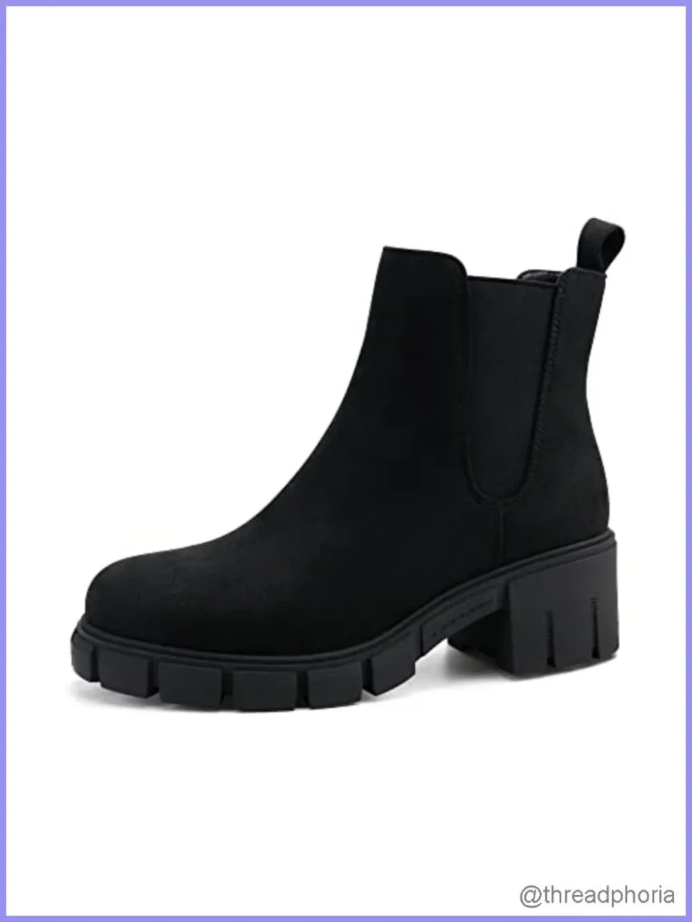 Womens Platform Chelsea Ankle Boots Chunky Heel Round Toe Pull On